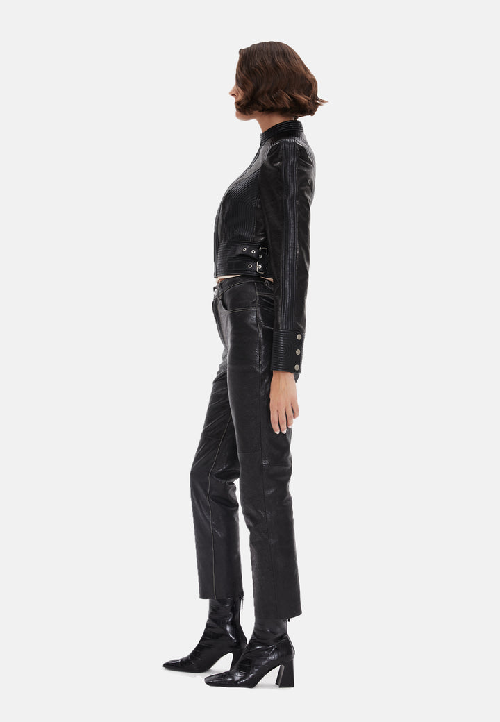 Women's Leather Fashion Biker, Black