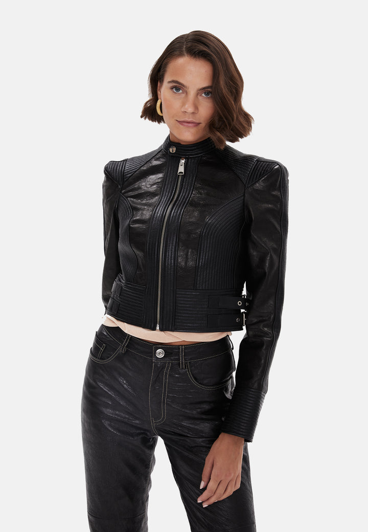 Women's Leather Fashion Biker, Black