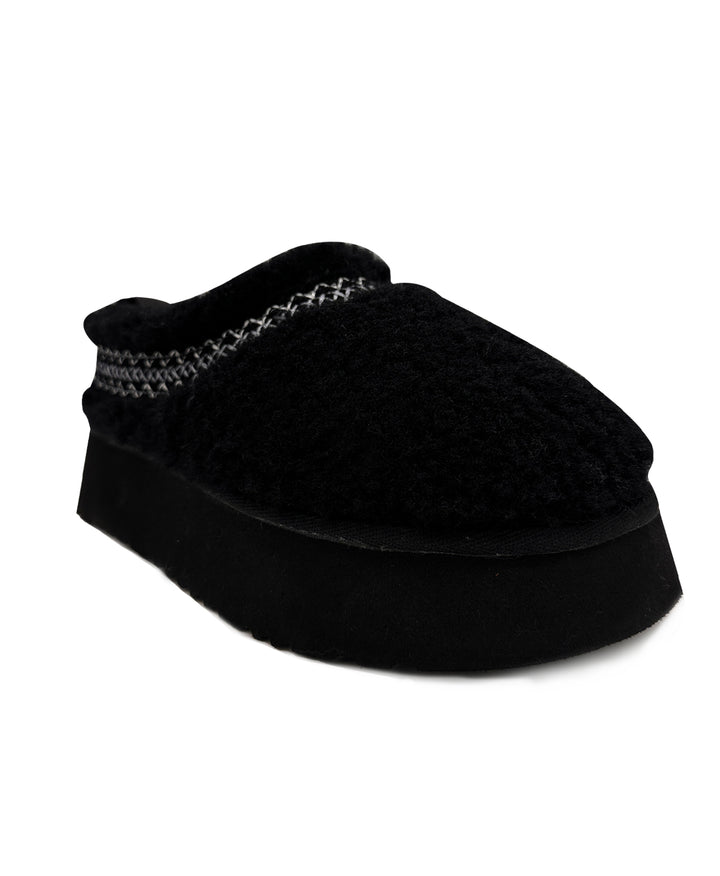 Women's Mini Sheepskin Slippers, Black Suede