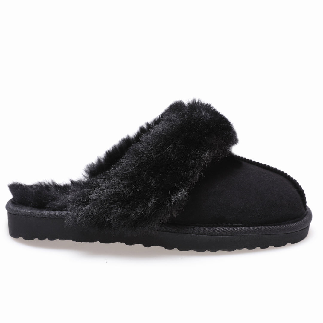 Women's Sheepskin Slip-on, Black Suede