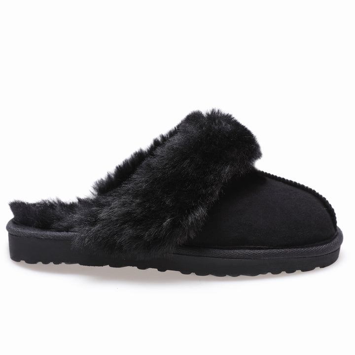 Women's Sheepskin Slip-on, Black Suede