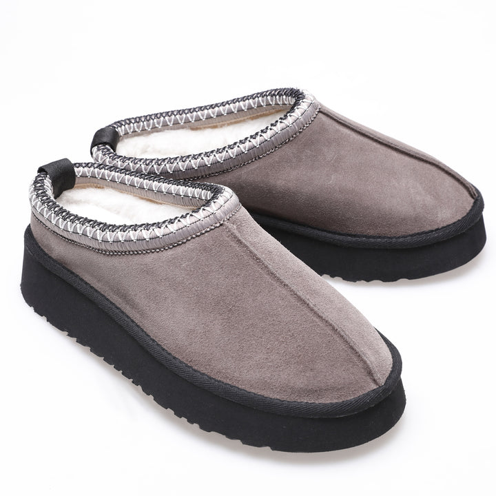 Women's Mini Sheepskin Slippers,Dark Brown Suede