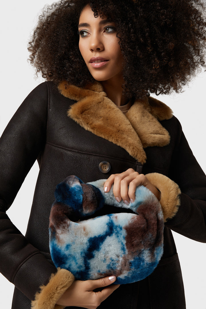 Brixton Blue Multi Shearling Mini Handbag