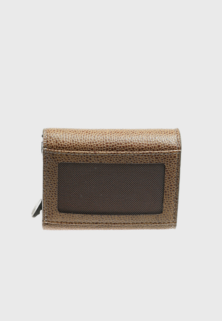 Genuine Leather Caviar Pattern Brown Snap Closure Wallet \u0026 Card Holder
