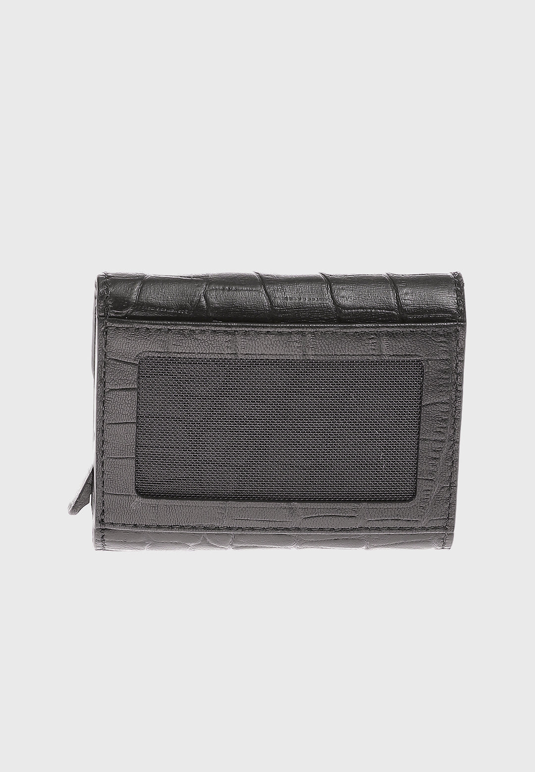 Genuine Leather Crocodile Pattern Black Snap Closure Wallet \u0026 Card Holder