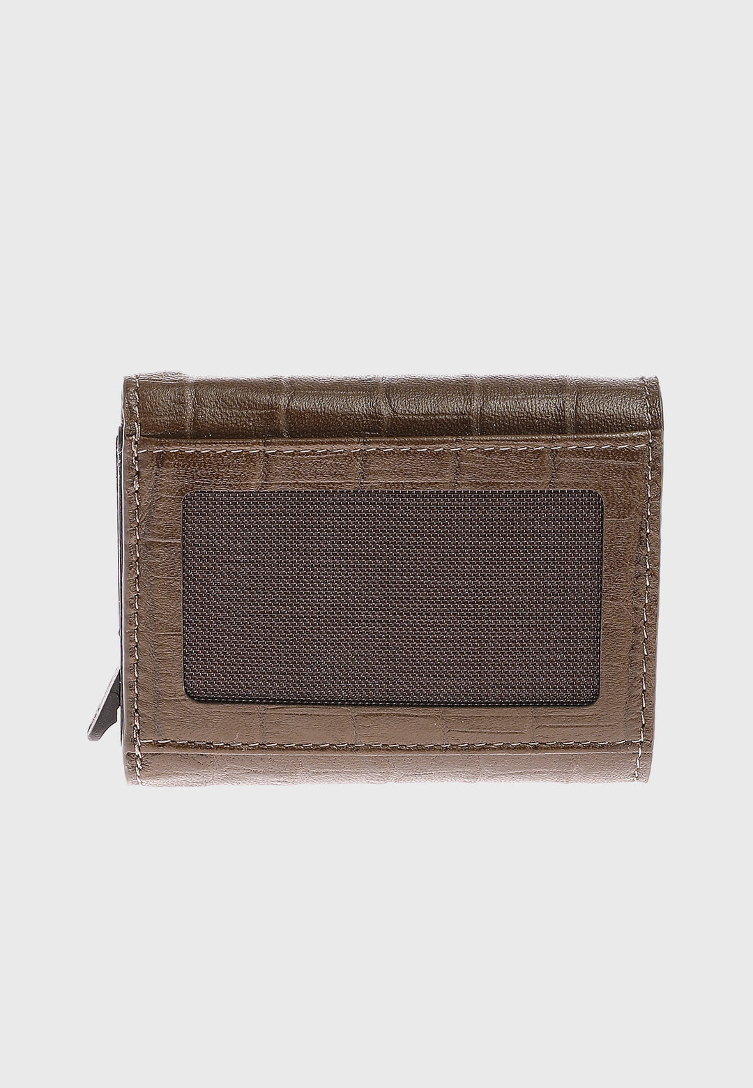 Genuine Leather Crocodile Pattern Brown Snap Closure Wallet \u0026 Card Holder