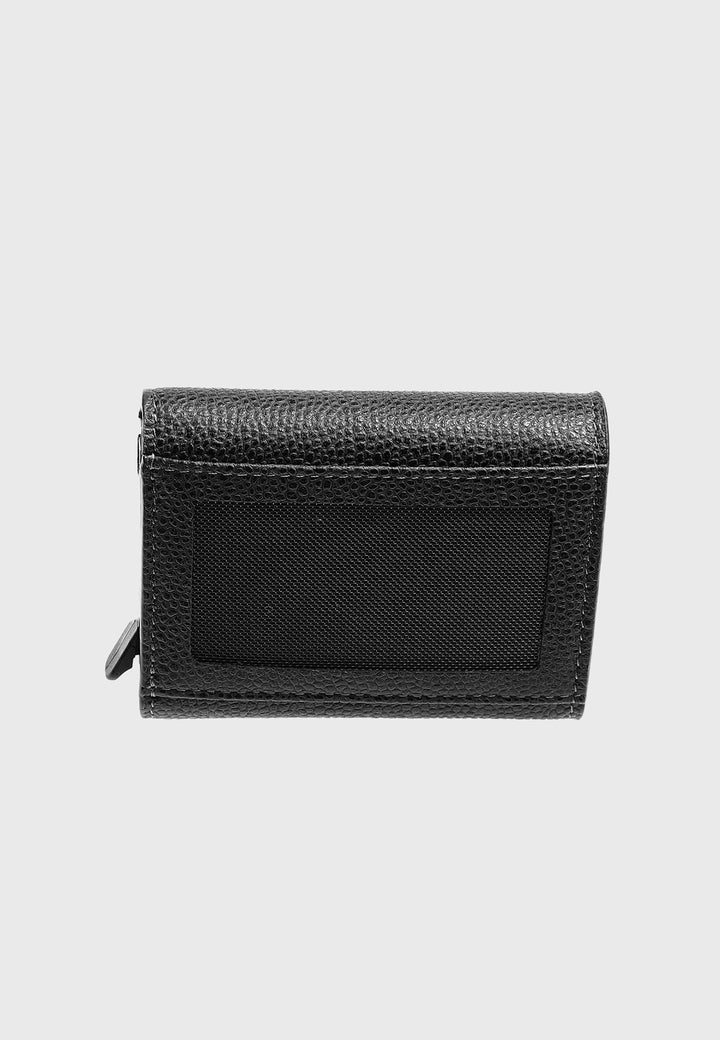 Genuine Leather Caviar Pattern Black Snap Closure Wallet \u0026 Card Holder