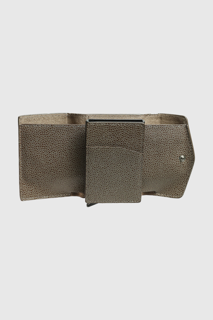 Genuine Leather Caviar Pattern Mouse Snap Closure Wallet \u0026 Card Holder