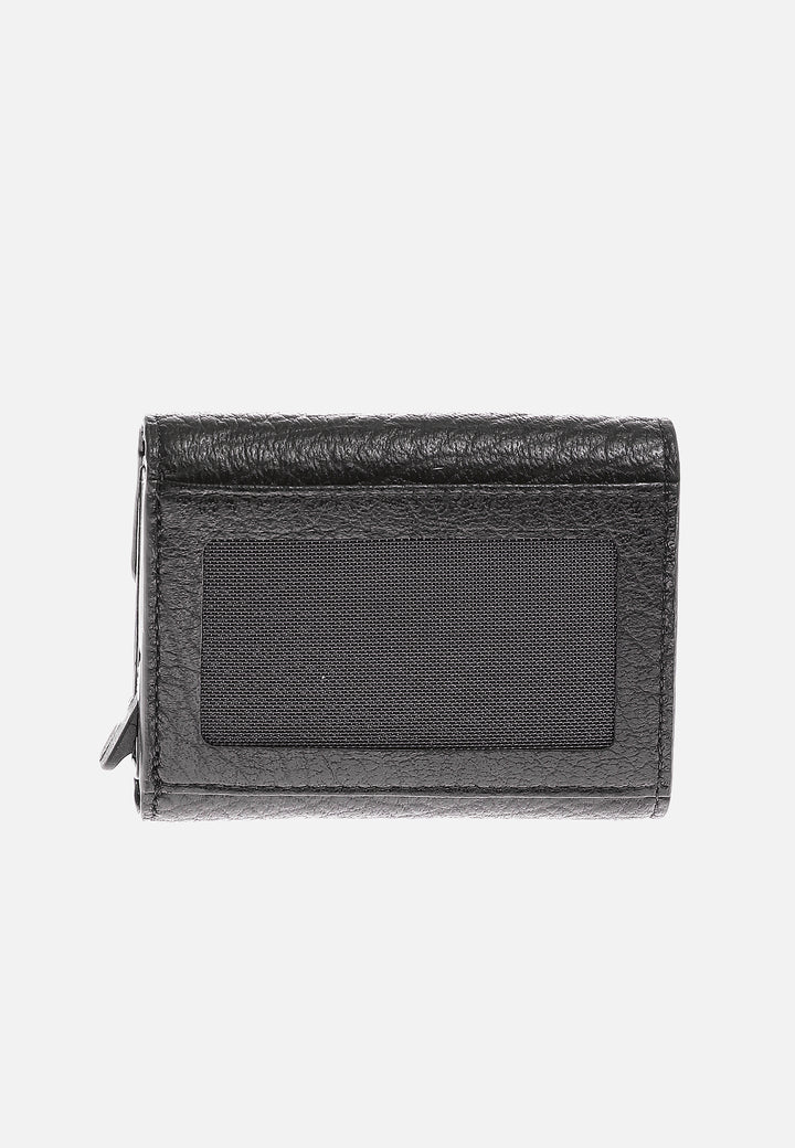 Genuine Leather Venous Pattern Black Snap Closure Wallet \u0026 Card Holder