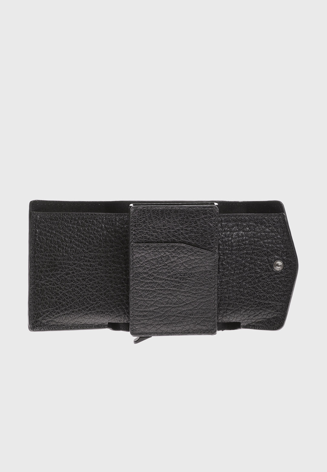 Genuine Leather Venous Pattern Black Snap Closure Wallet \u0026 Card Holder