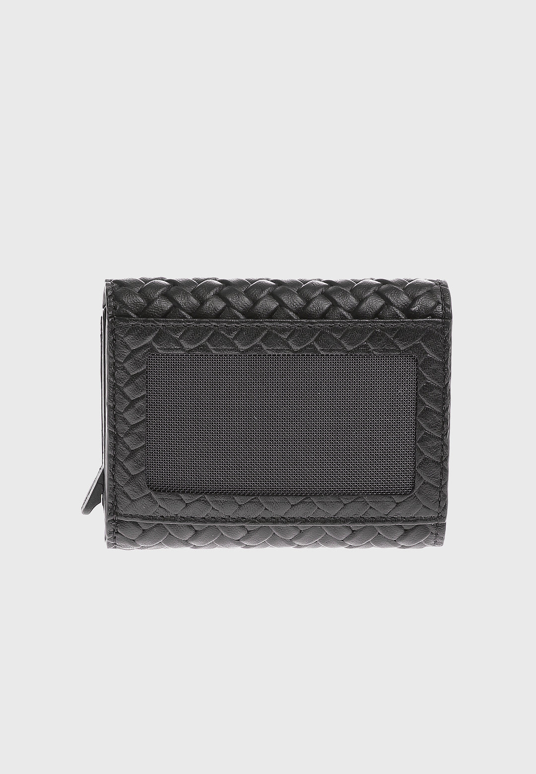 Genuine Leather Weave Pattern Black Snap Closure Wallet \u0026 Card Holder