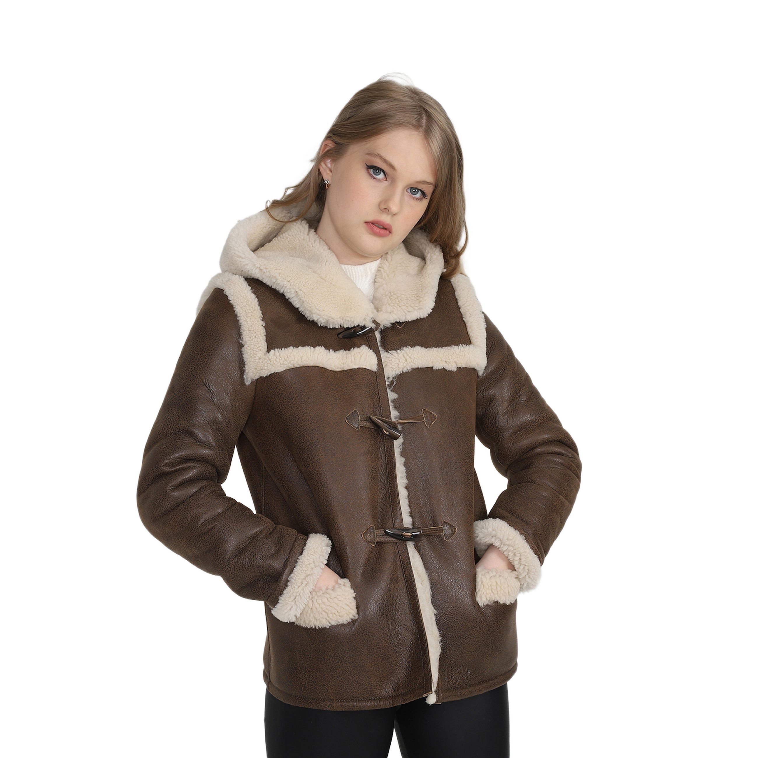 Womens Sheepskin Hooded Jackets