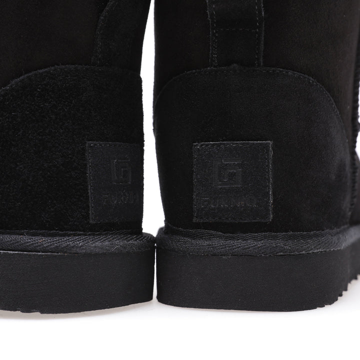 Black suede sheepskin ankle boots (back)