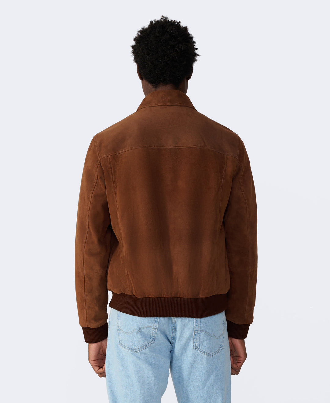 Back view of brown suede jacket