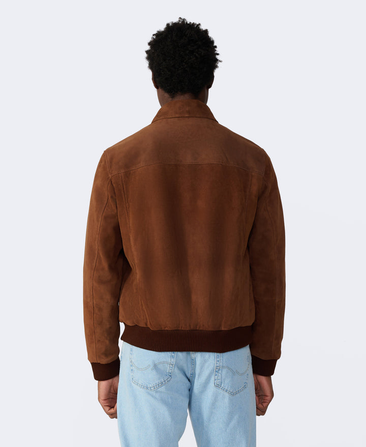 Back view of brown suede jacket