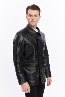 Image of Mens Leather Jacket, Black