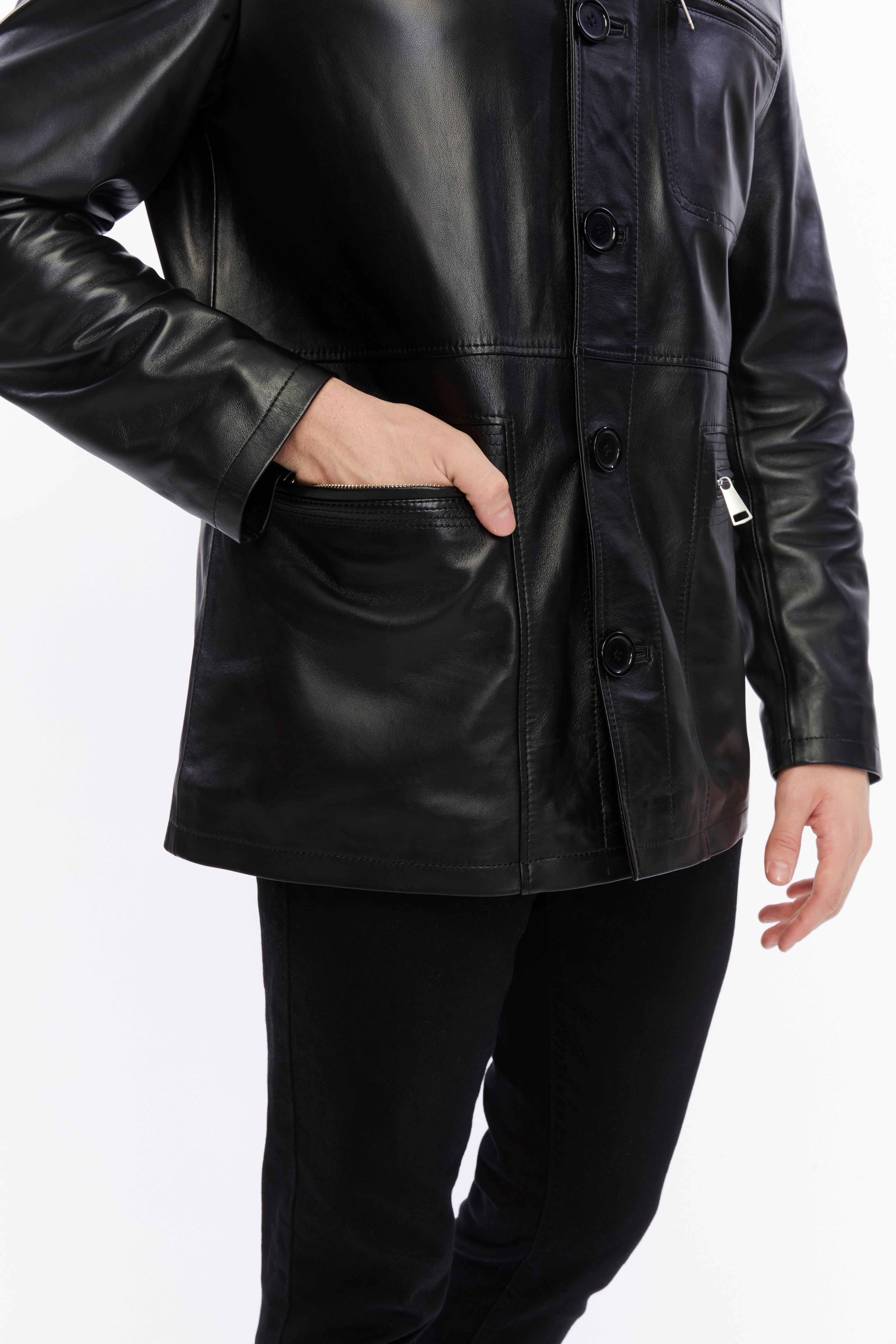 Mens Leather Jacket, Black