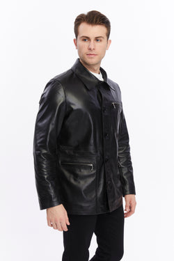 Image of Mens Leather Jacket, Black