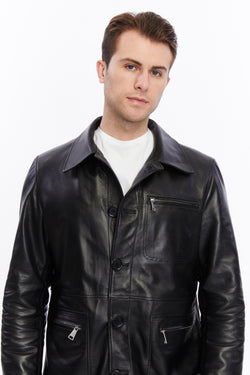 Image of Mens Leather Jacket, Black