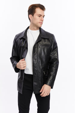 Image of Mens Leather Jacket, Black