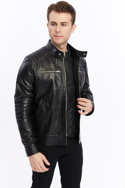 Image of Mens Leather Jacket, Black