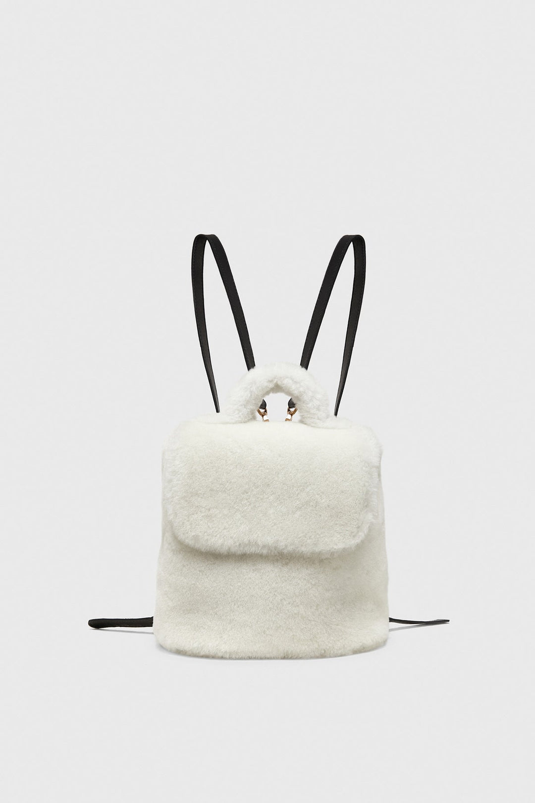 White shearling mini backpack