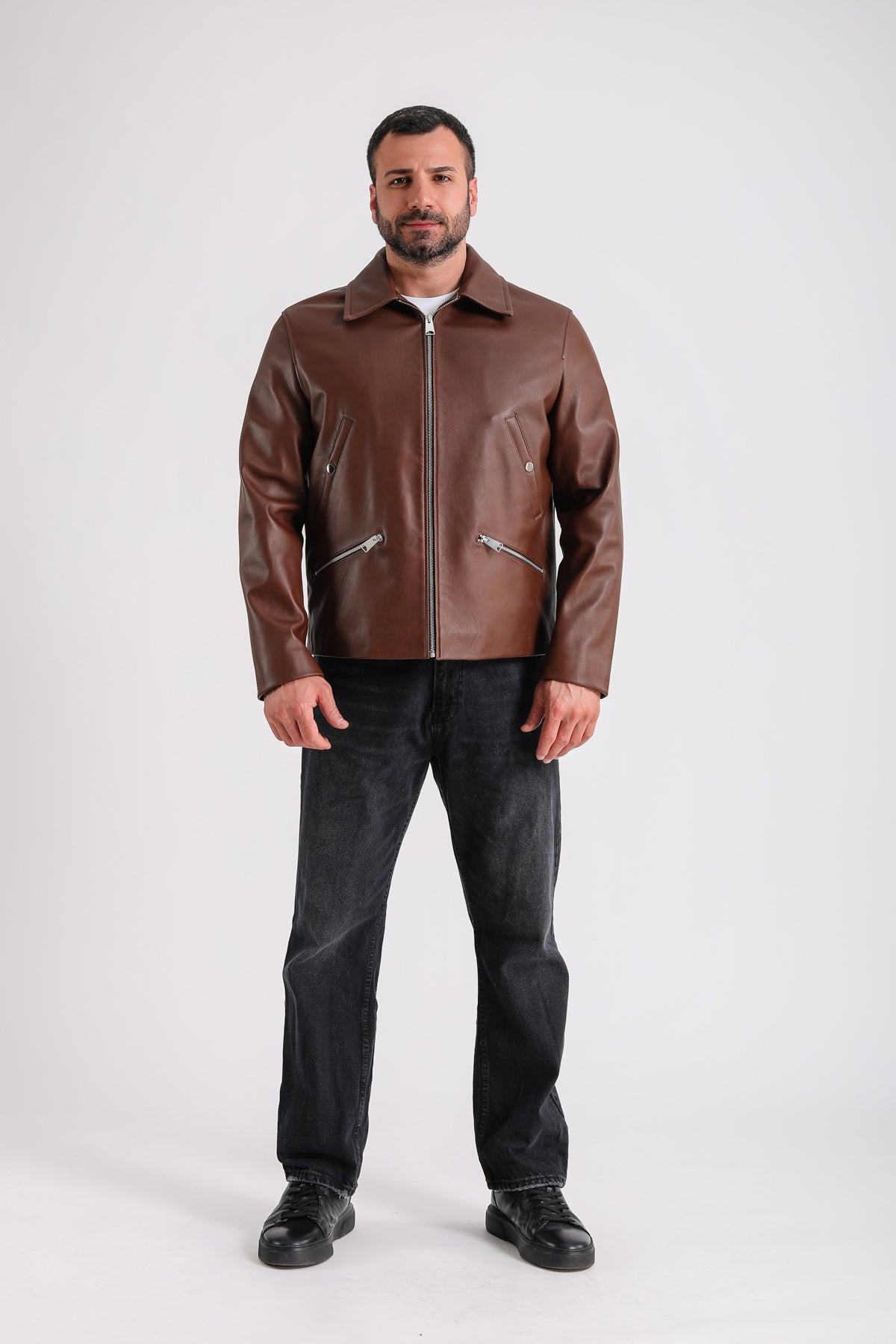 Premium Brown Men's Leather Jacket - Crafted from 100% British Leather