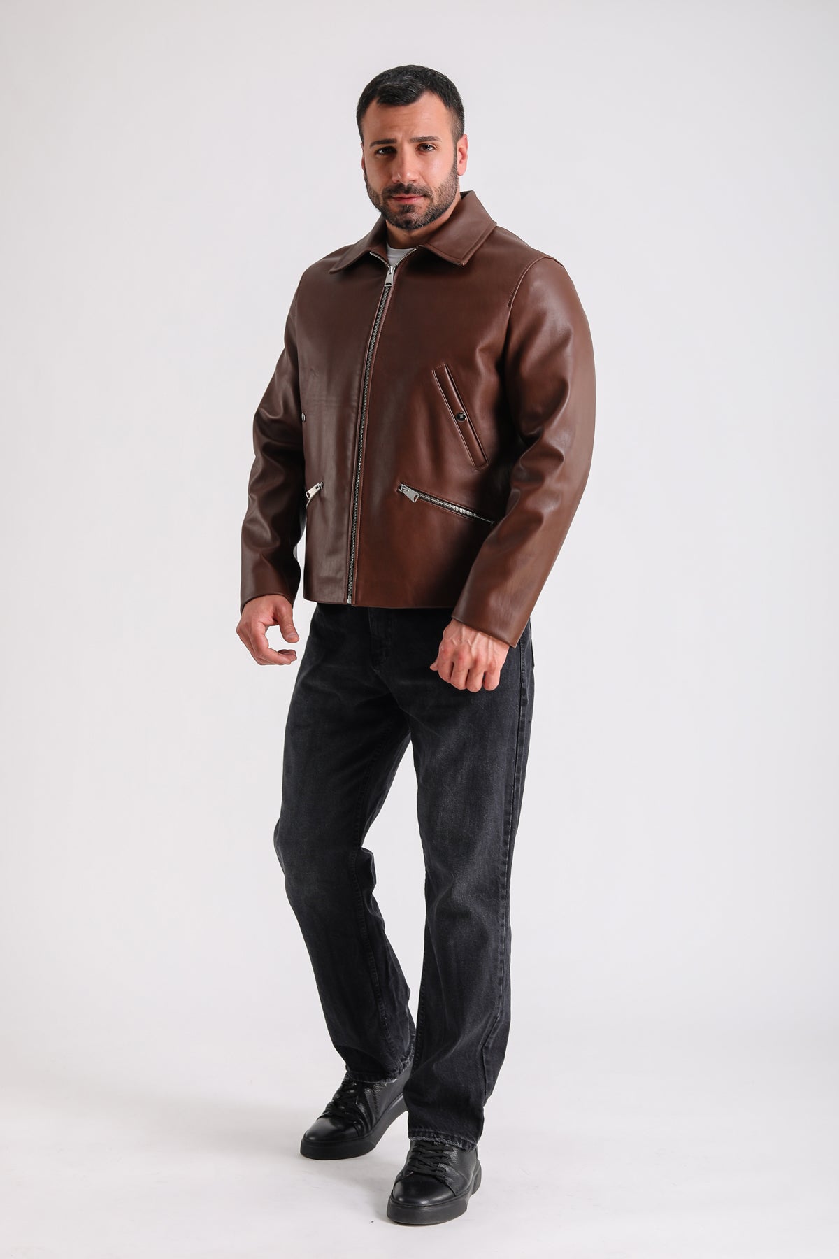 Premium Brown Men's Leather Jacket - Crafted from 100% British Leather