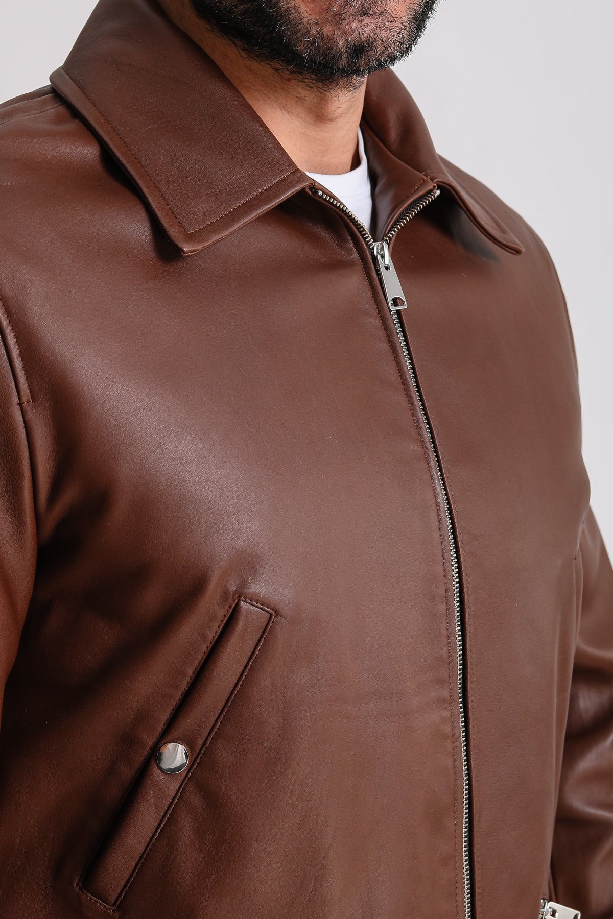 Premium Brown Men's Leather Jacket - Crafted from 100% British Leather