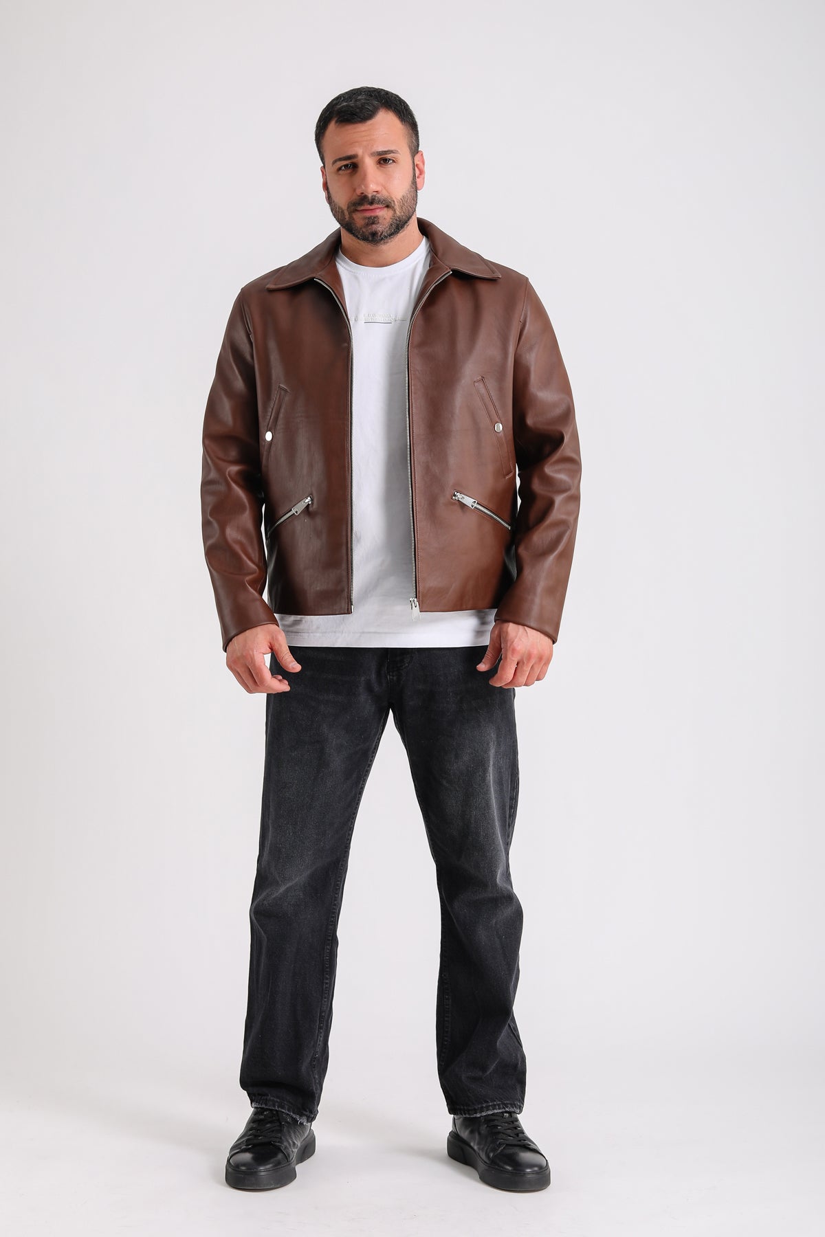 Premium Brown Men's Leather Jacket - Crafted from 100% British Leather