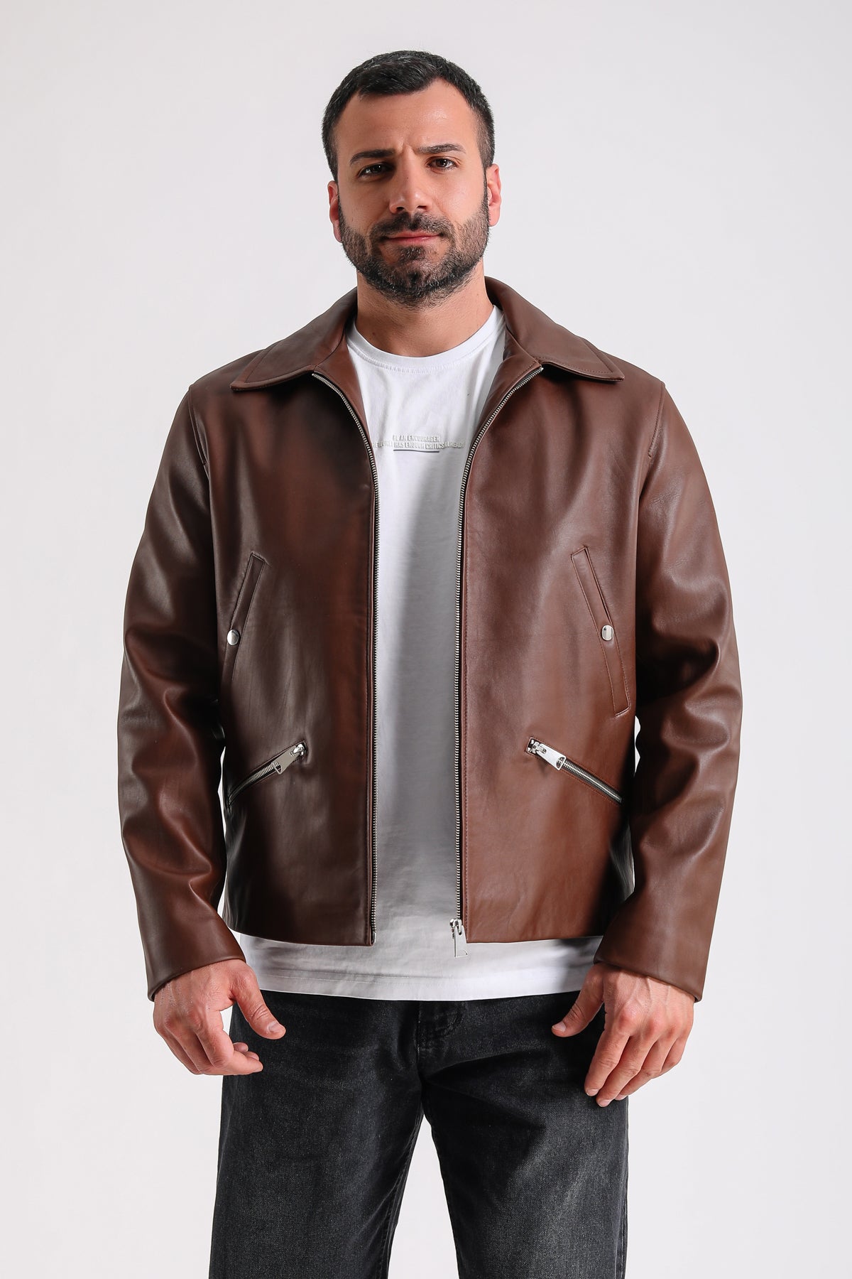 Premium Brown Men's Leather Jacket - Crafted from 100% British Leather