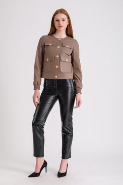 Image of Women's Leather Jacket, Brown