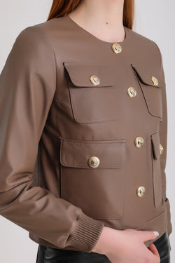 Image of Women's Leather Jacket, Brown