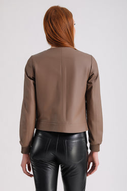 Image of Women's Leather Jacket, Brown