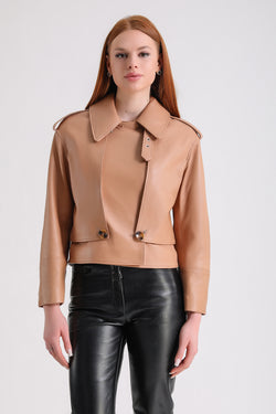 Image of Women's Leather Jacket , Tan