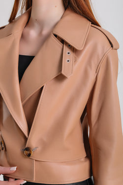 Image of Women's Leather Jacket , Tan