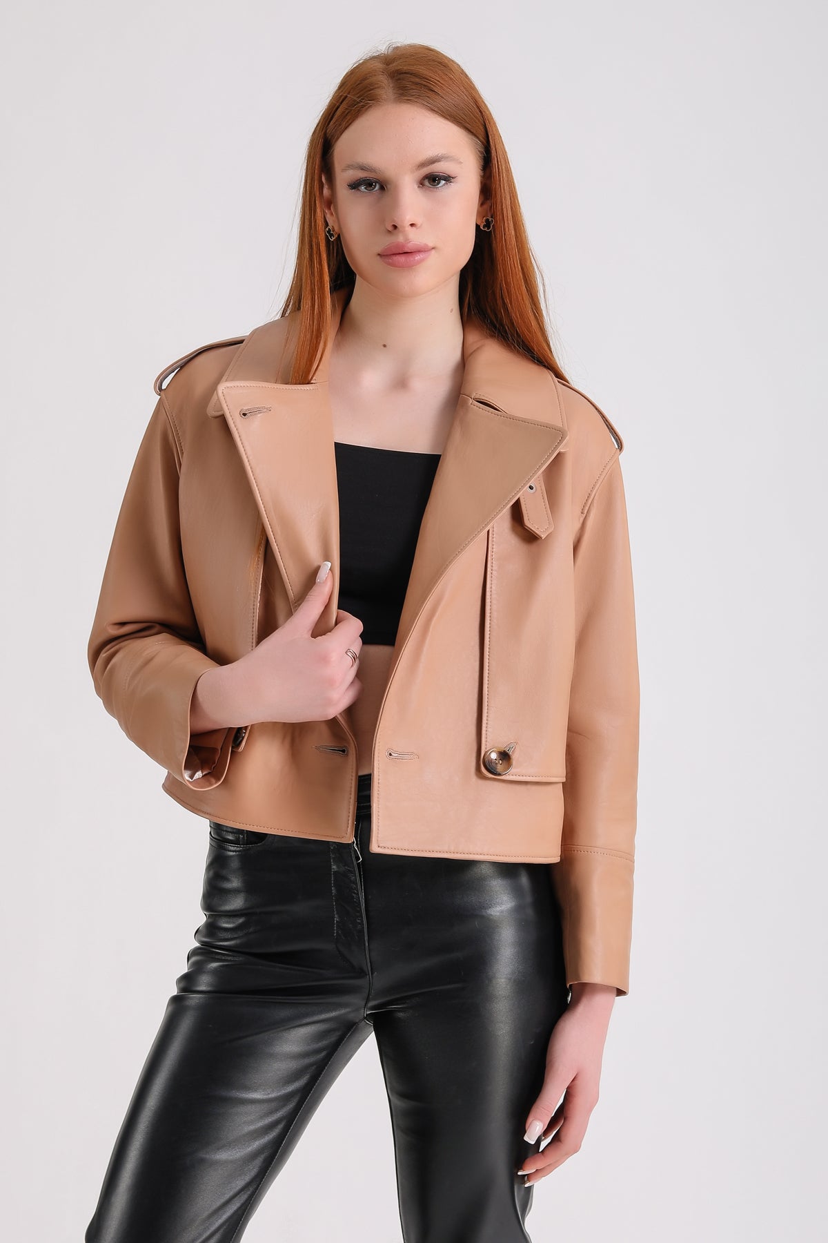 Women's Leather Jacket , Tan