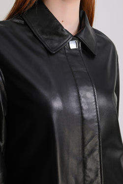 Image of Women's Leather Trench coat , Black