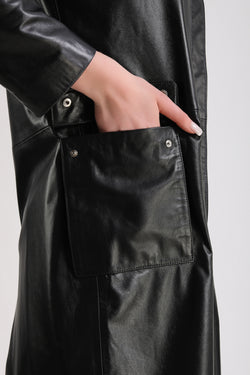 Image of Women's Leather Trench coat , Black