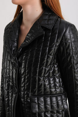 Image of Women's Leather Blazer, Black