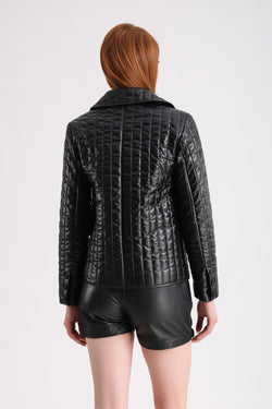 Image of Women's Leather Blazer, Black