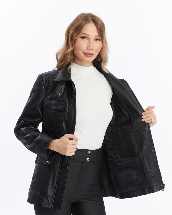 Women's Leather Jacket, Black