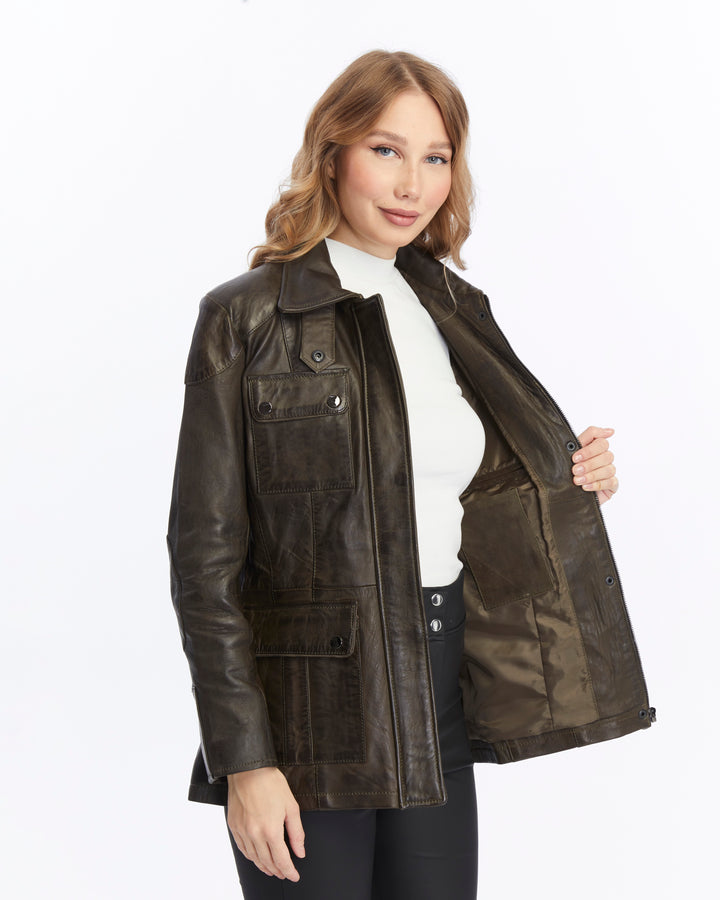 Women's Leather Jacket, Brown