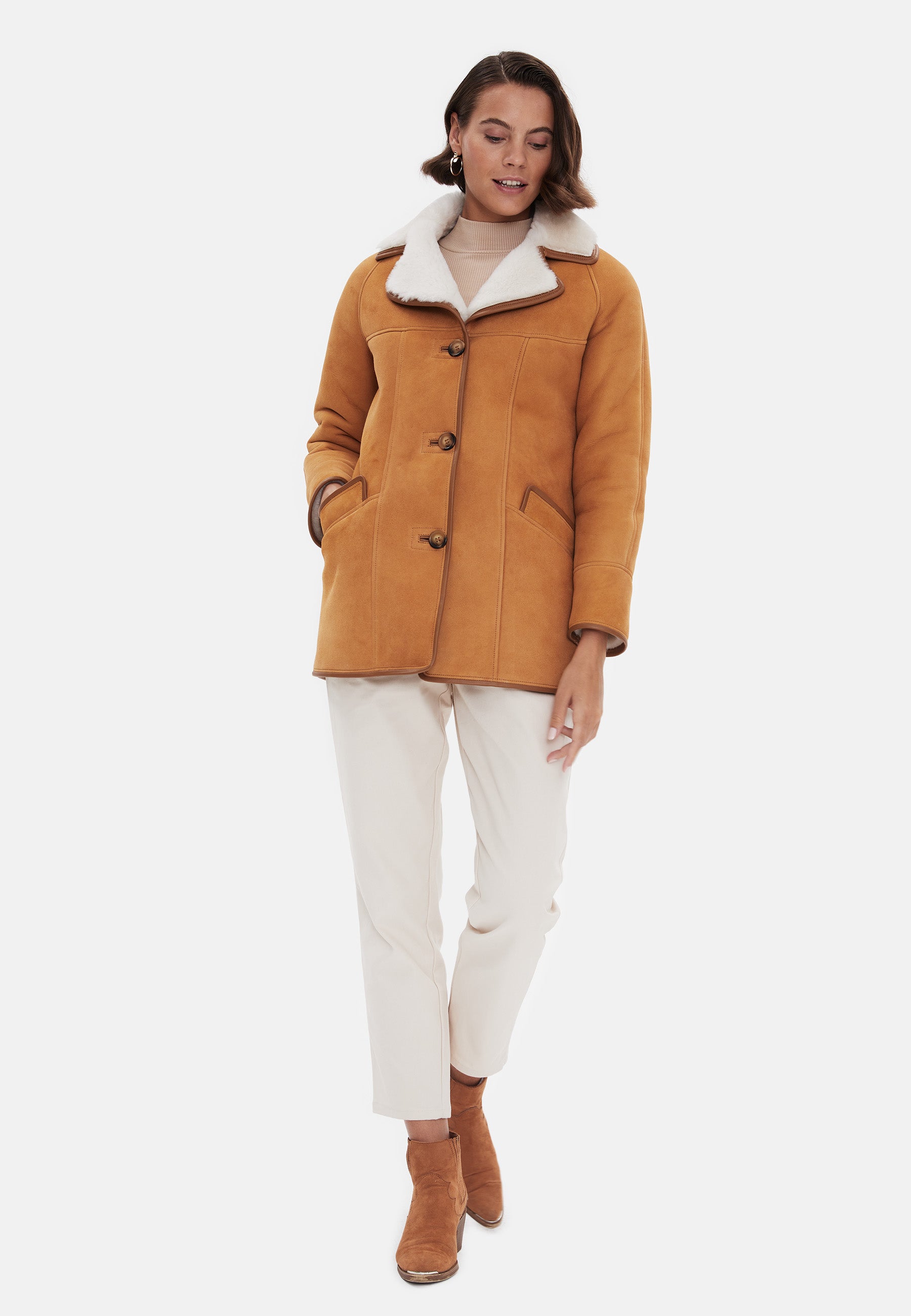 Women's Wool Coat, Whiskey