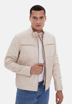 Image of Men's Fashion Leather Jacket, Beige