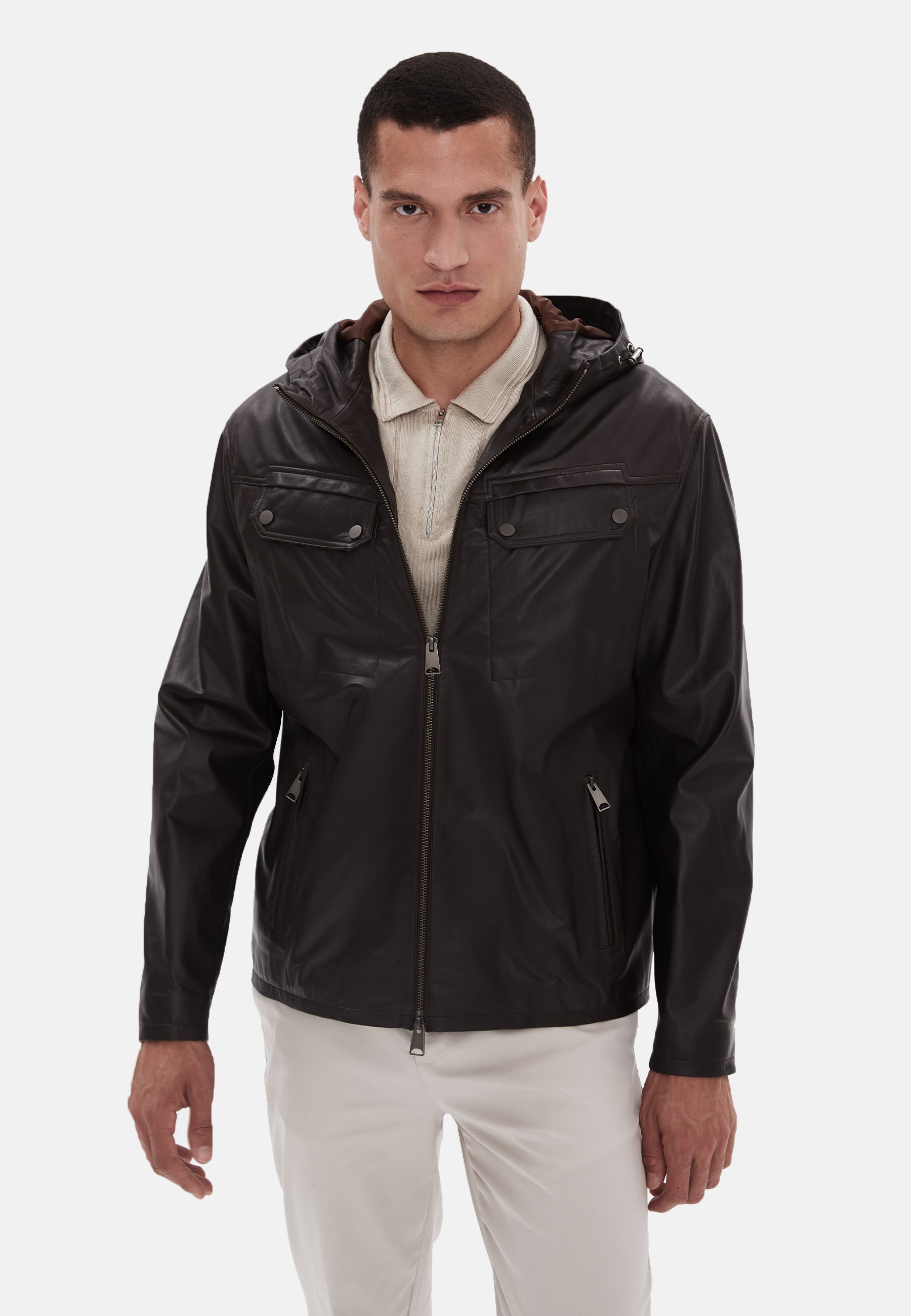 Men's Leather Jacket, Nappa Brown