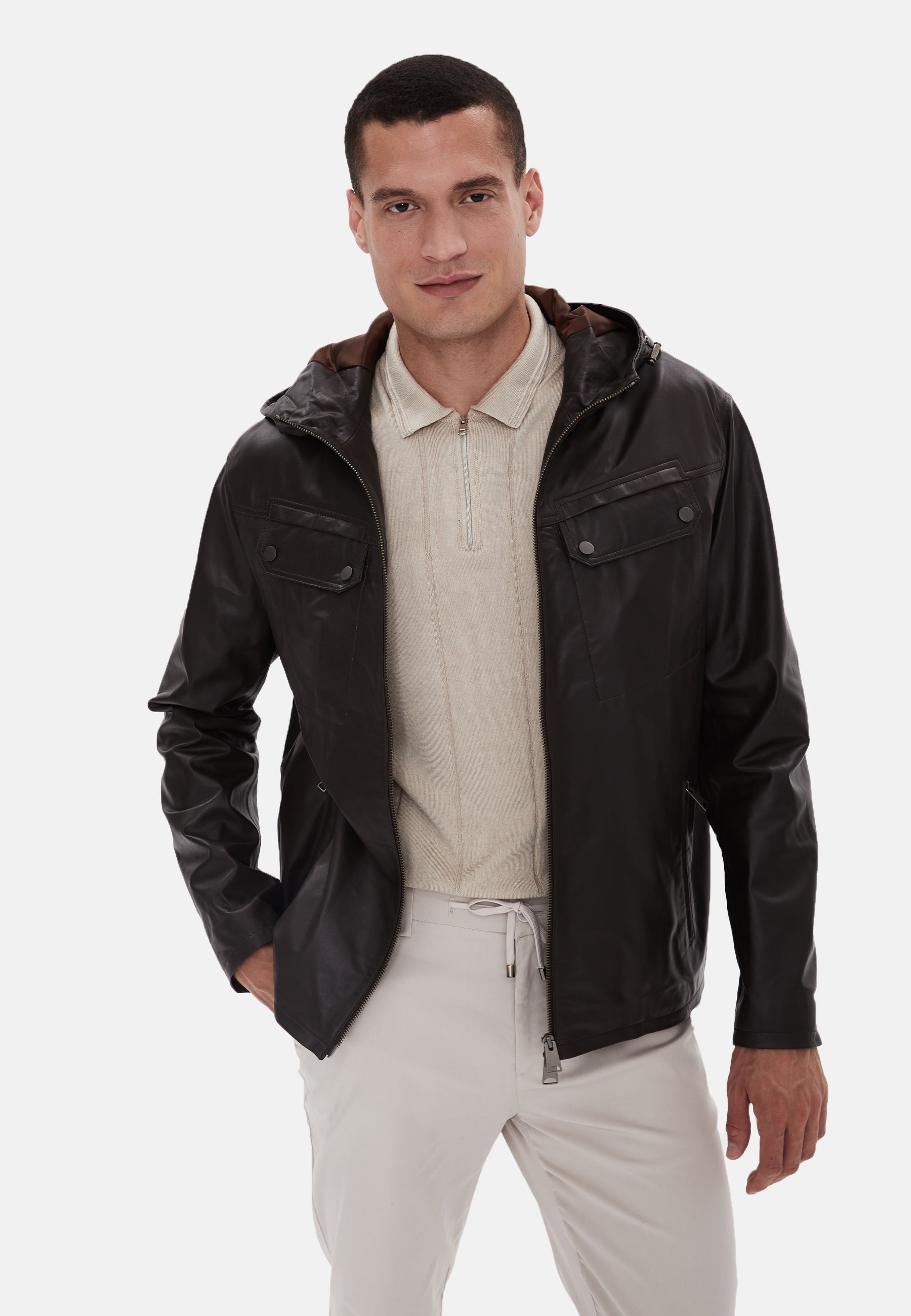 Men's Leather Jacket, Nappa Brown