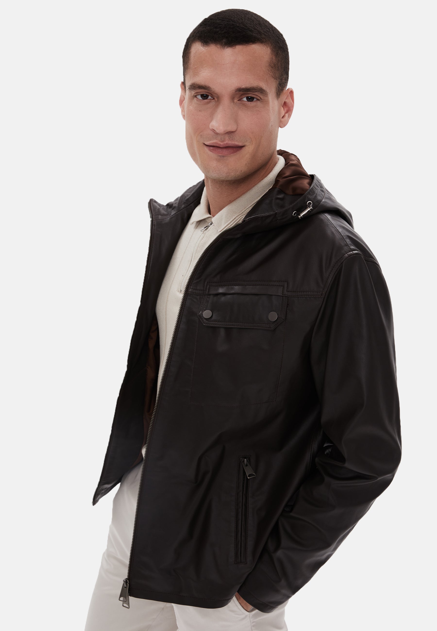 Men's Leather Jacket, Nappa Brown