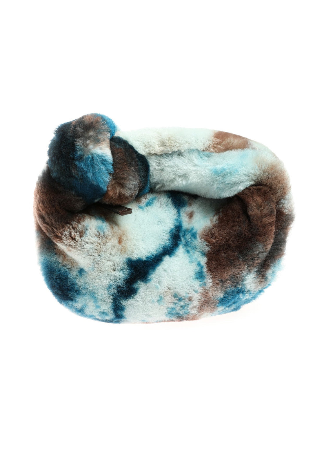 Blue multi shearling mini handbag