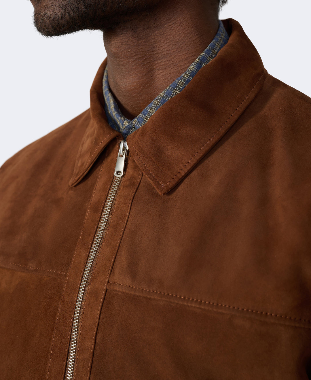 Brown suede jacket with zipper